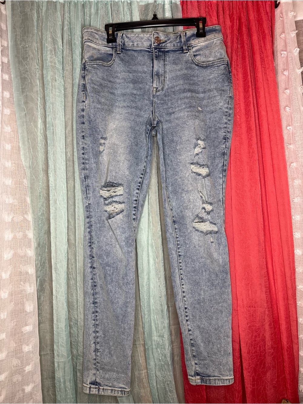 Maurices Light Blue Distressed Skinny Jeans